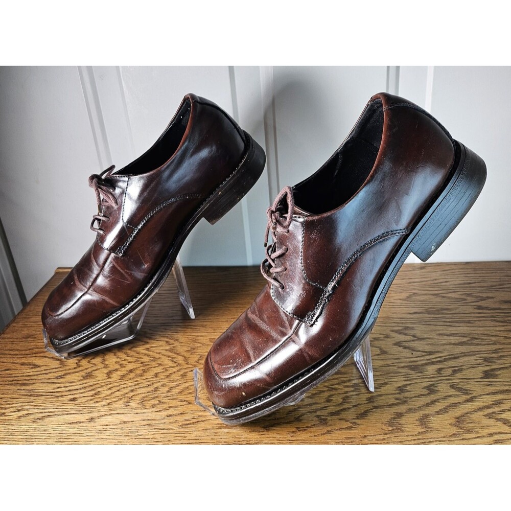 Kenneth Cole Men's Reaction Simplicity Brown Faux Leather Oxford Size 9.5